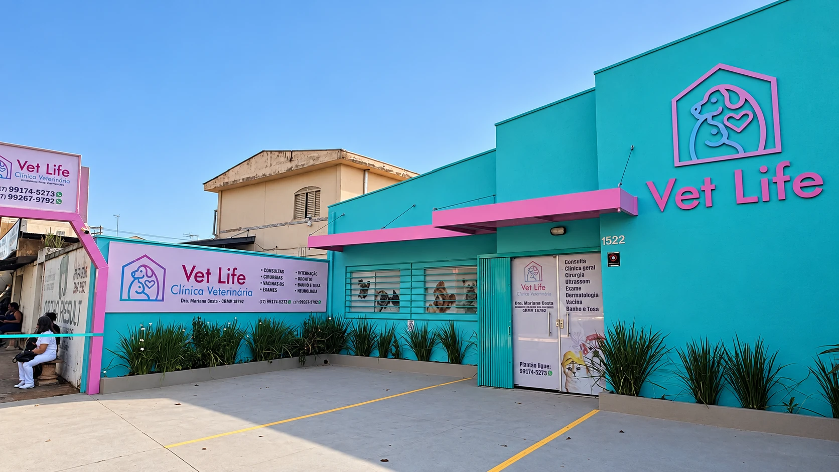Fachada da Vet Life clínica veterinária em Bebedouro